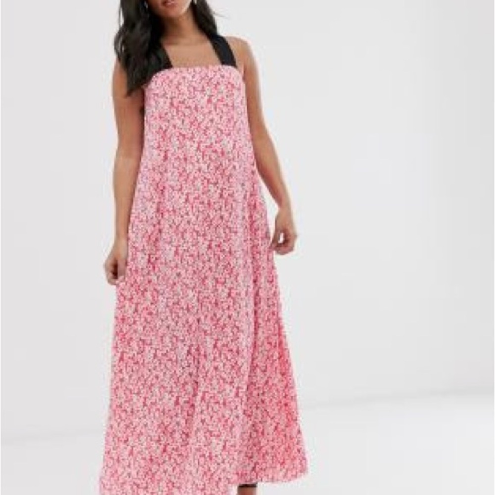 ASOS Pink and White Sleeveless Sundress